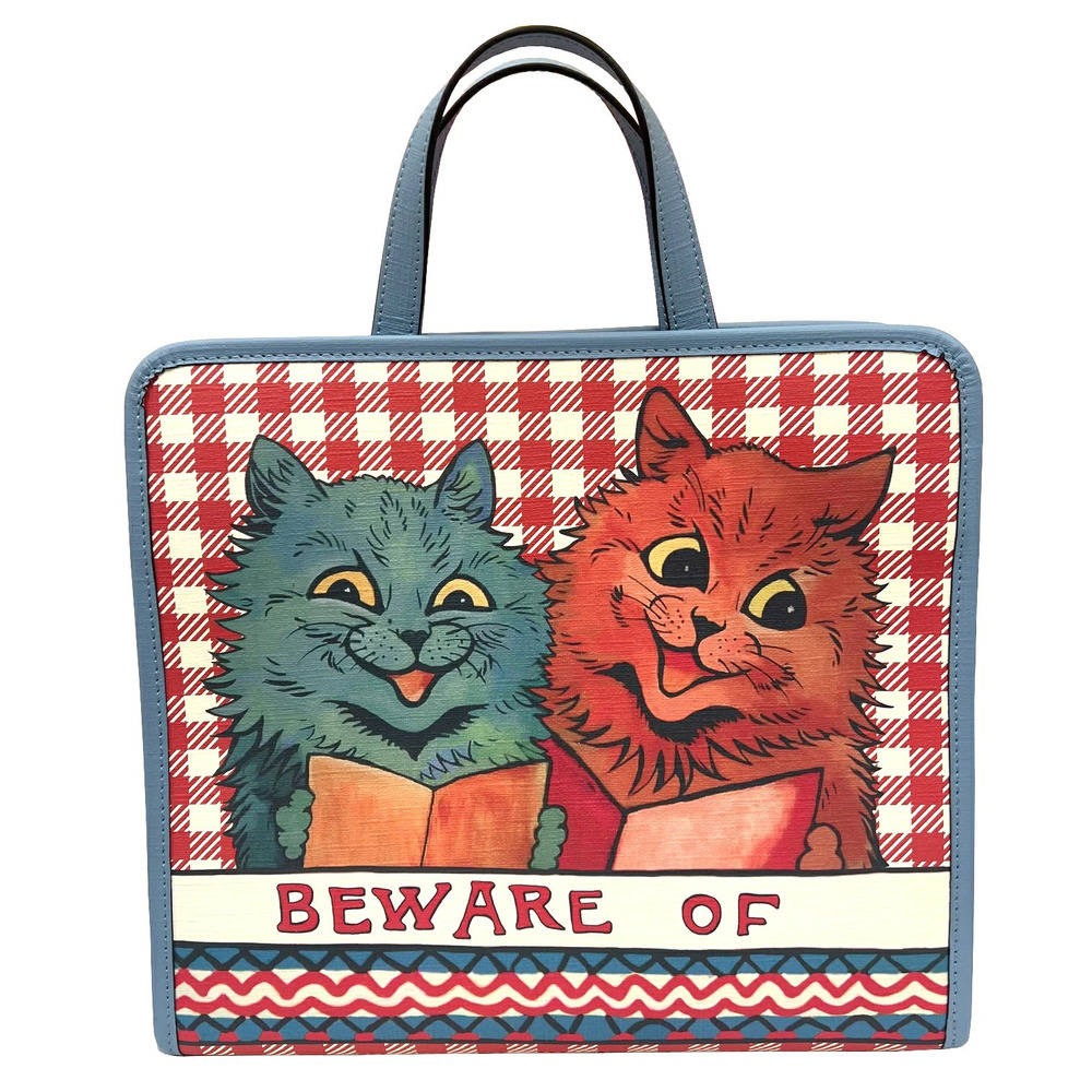 GUCCI Cat Tote Bag Leather Feline